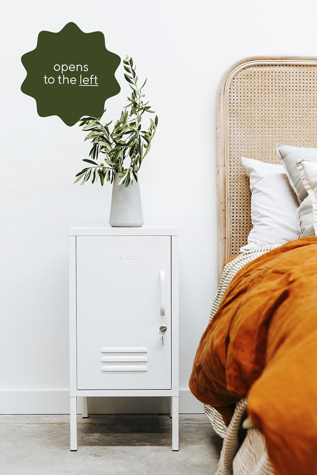 Mustard Made Shorty Locker - White - Left Hand Opening.