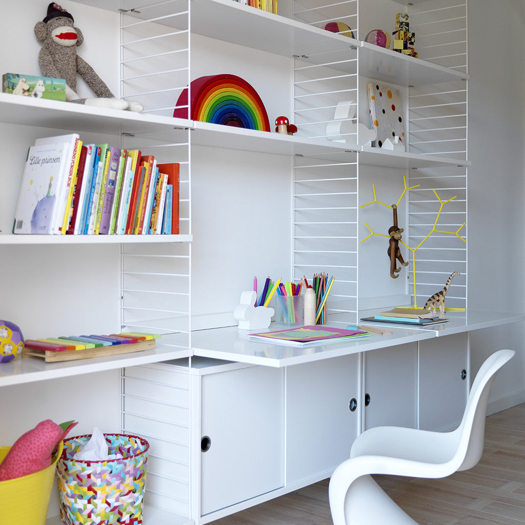 String Shelving - Sliding Door Cabinet.