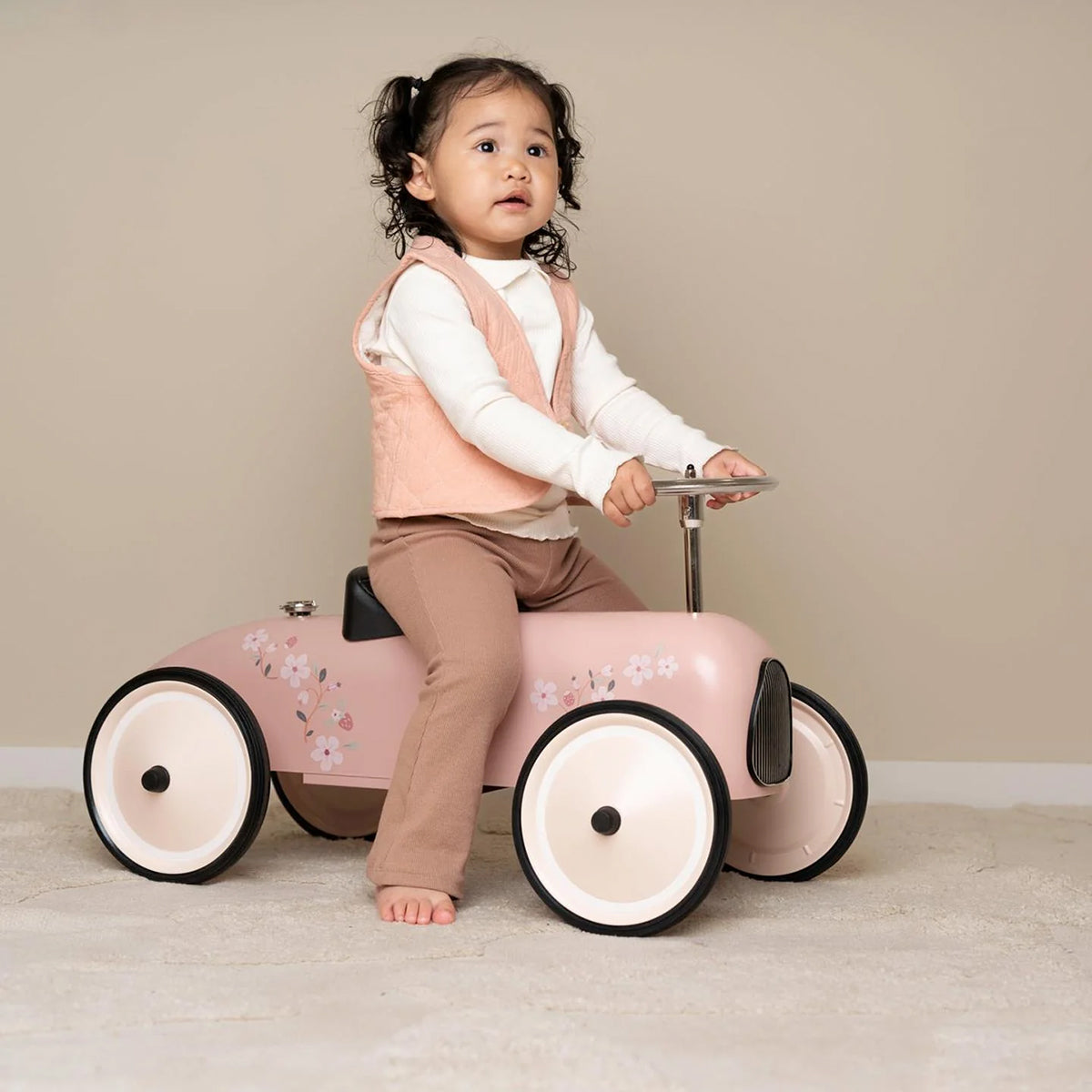 Little Dutch Retro Roller Ride On Car - Pink Flowers