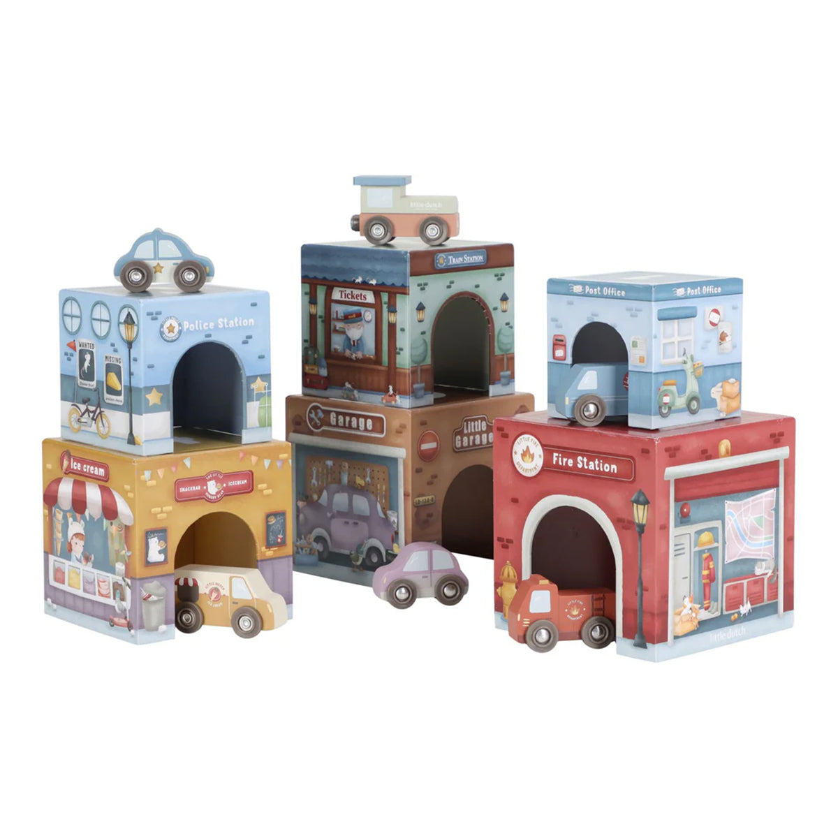 Little Dutch Stacking Blocks with 6 Cars