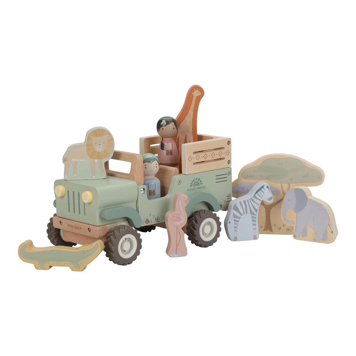 Little Dutch Wooden Wooden safari Jeep with animals