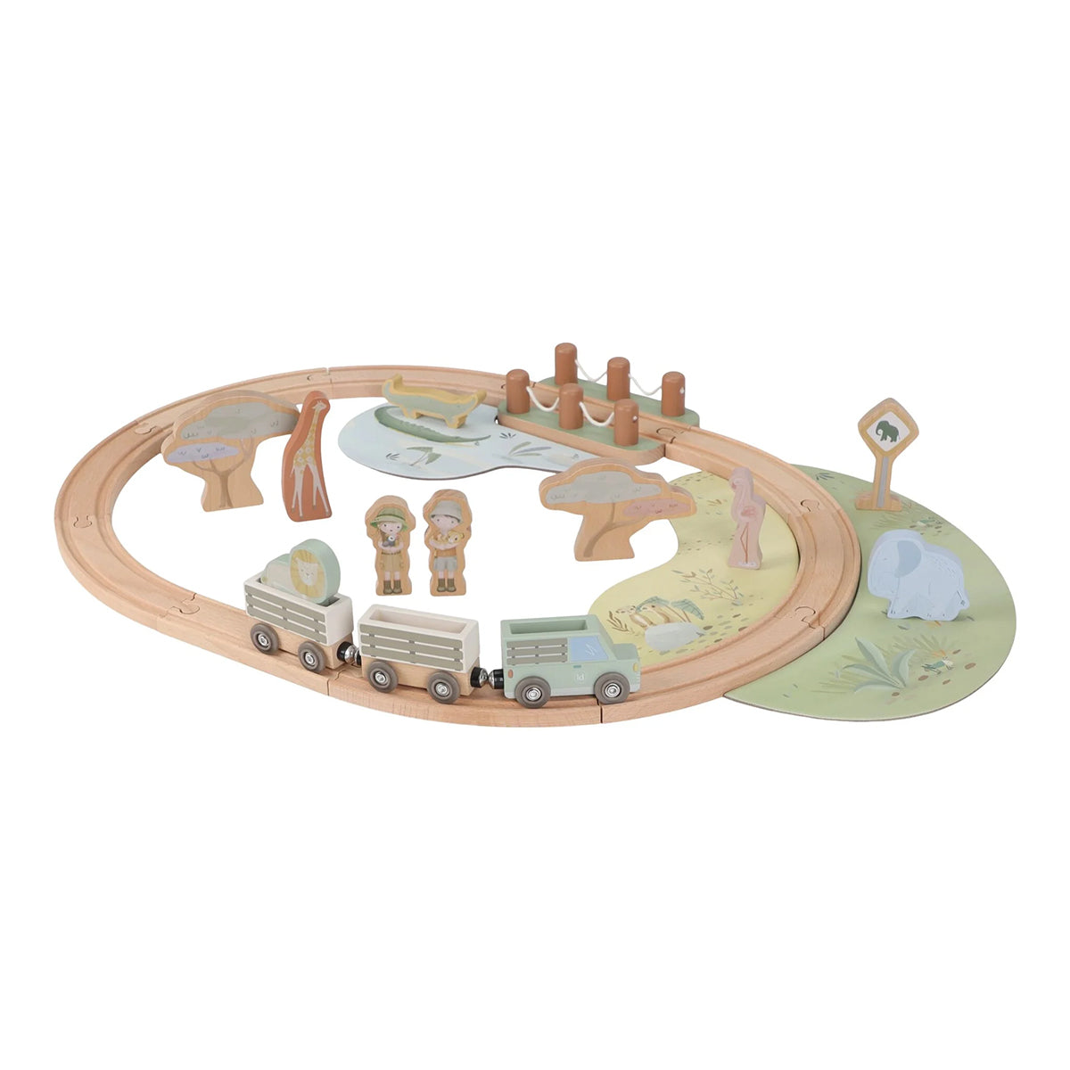 Little Dutch Wooden Train Track - Safari Friends