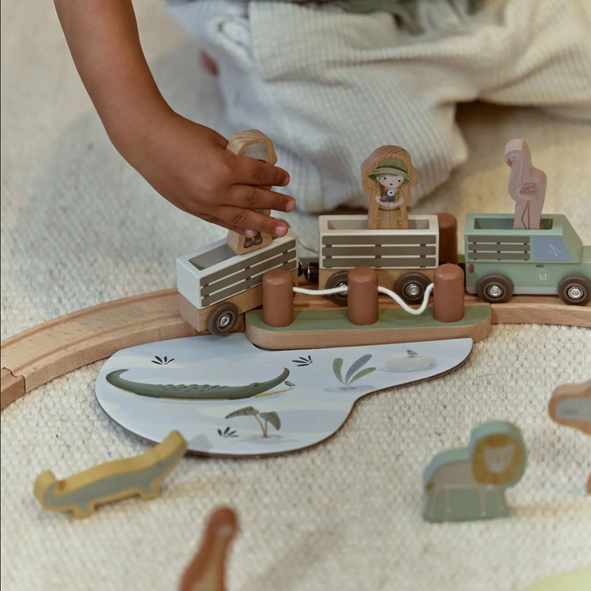 Little Dutch Wooden Train Track - Safari Friends