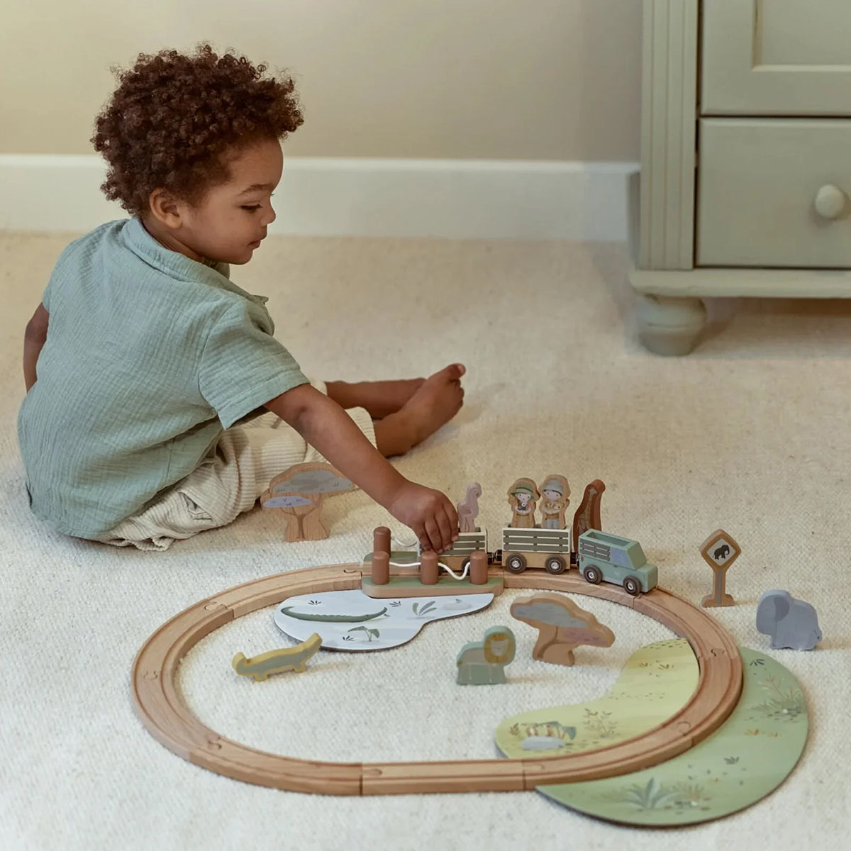 Little Dutch Wooden Train Track - Safari Friends