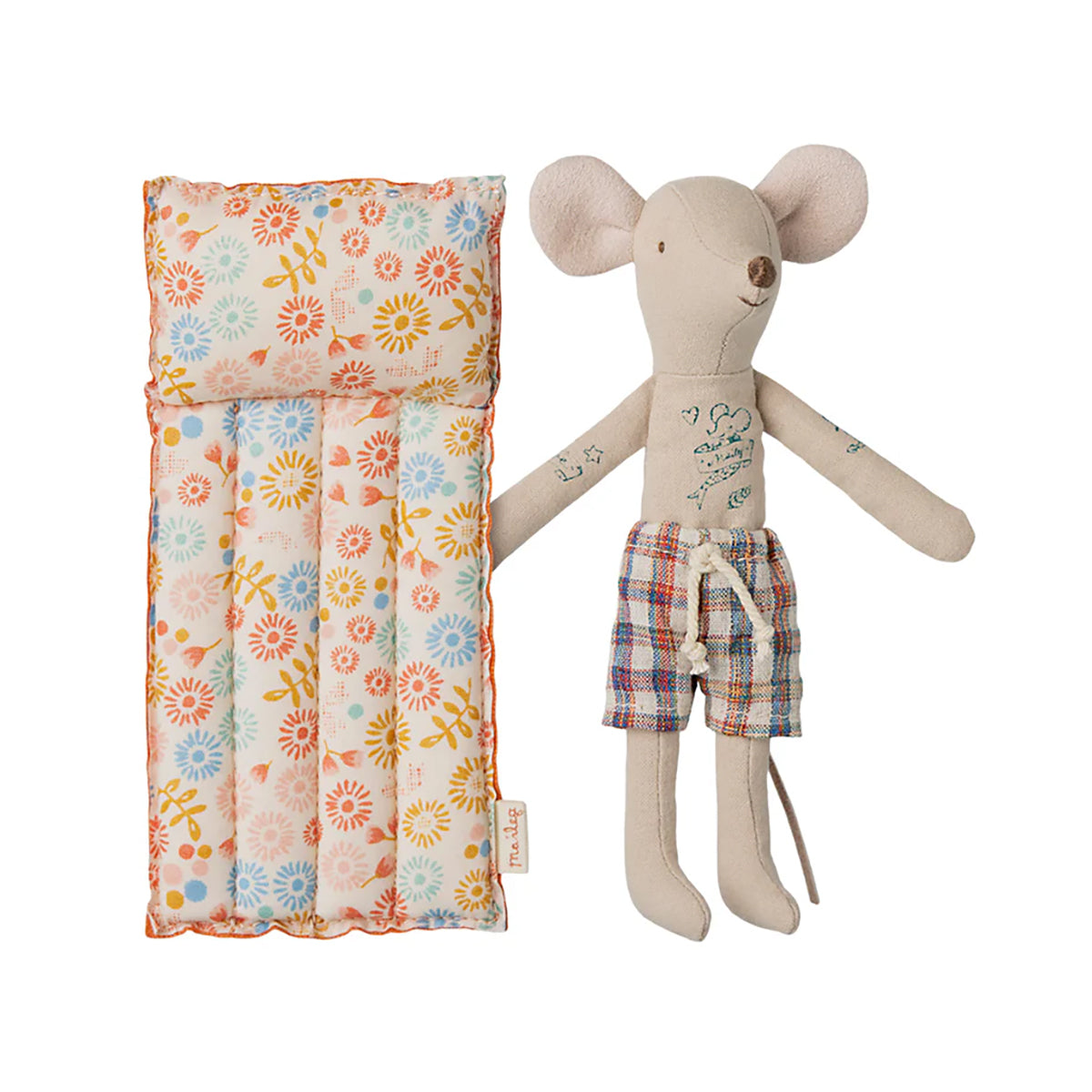 Maileg Beach Mouse with Air Mattress, Dad - Flower