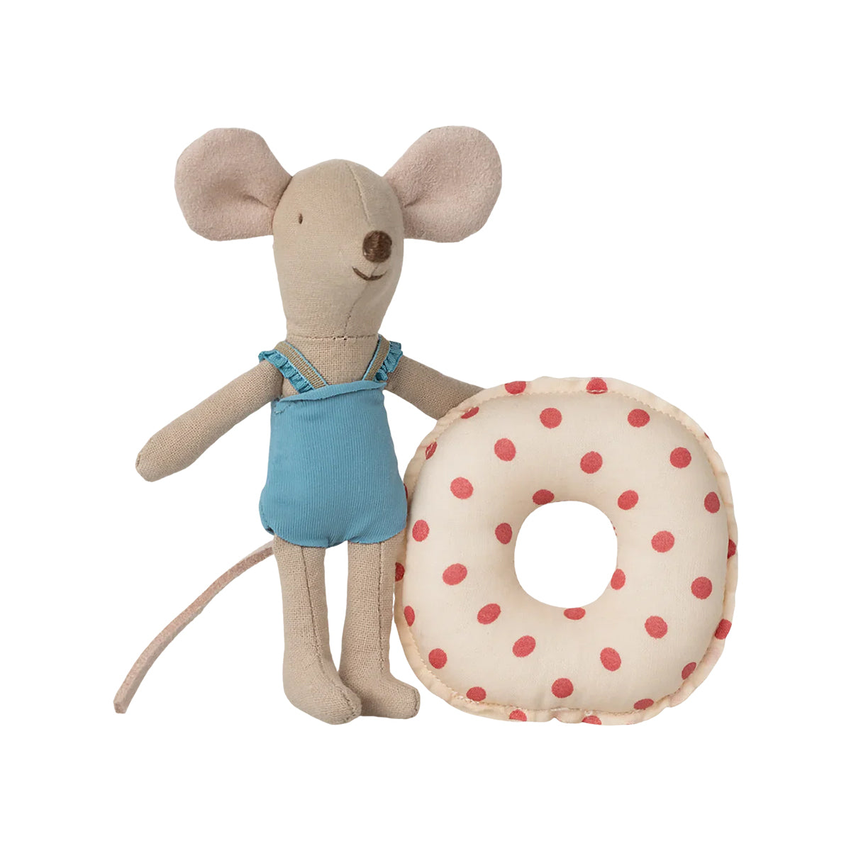 Maileg Beach Mouse with Float, Little Sister - Red Dots