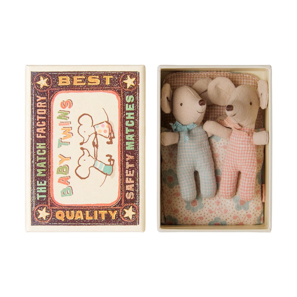 Maileg Baby Mice, Twins In Matchbox - Checker