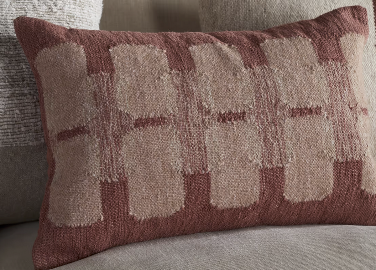 Nkuku Akki Wool and Cotton Cushion Cover - Dusty Pink