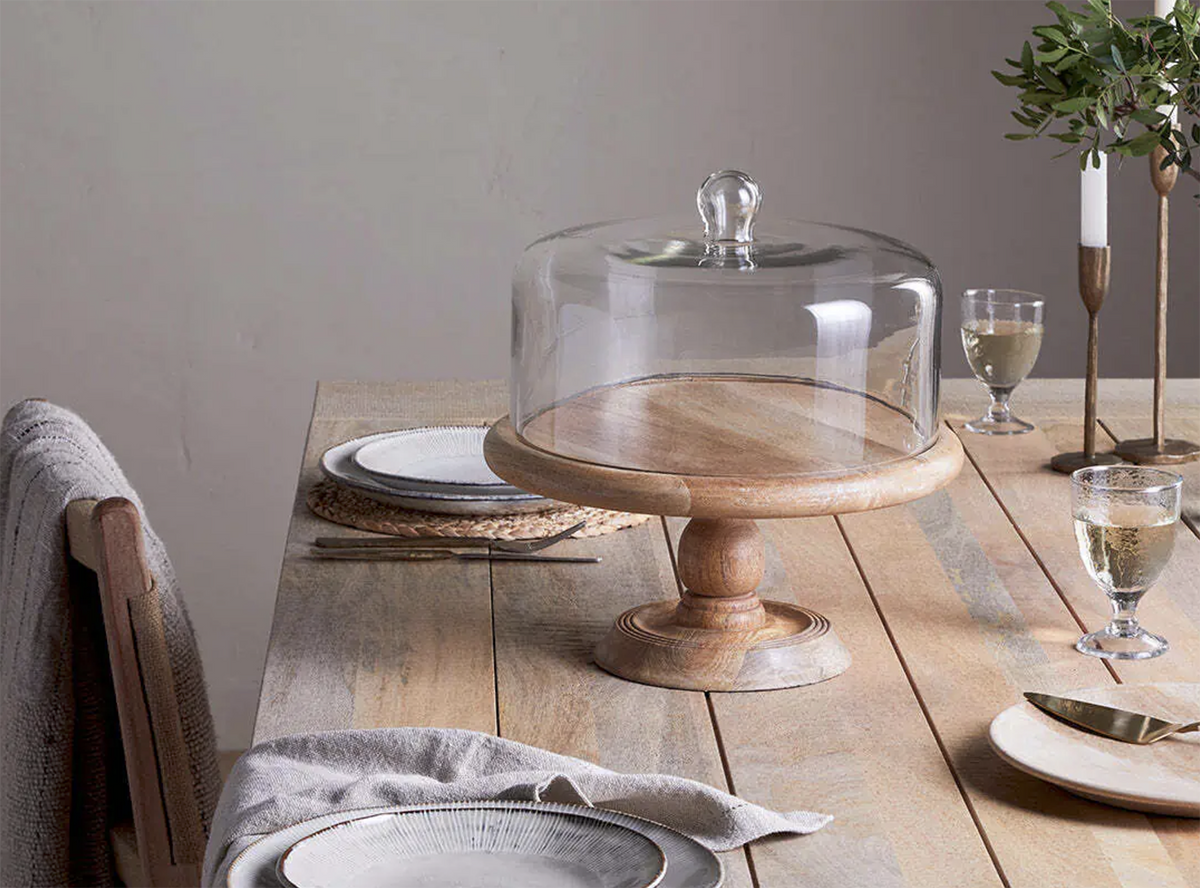 Nkuku Recycled Glass Cake Dome Stand