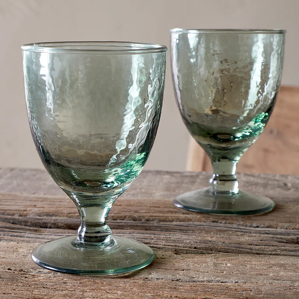 Nkuku Yala Wine Glass, Set of 4 - Sage Green
