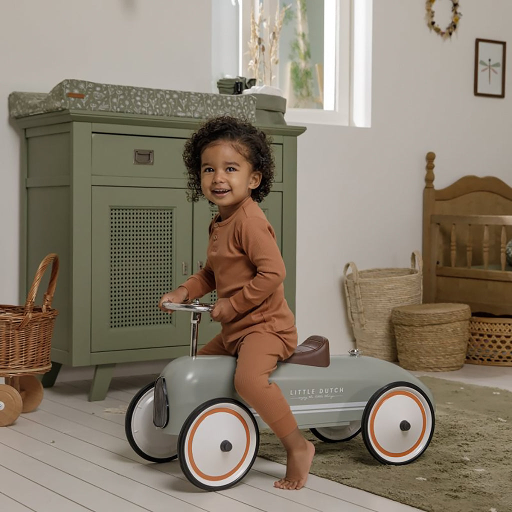 Little Dutch Retro Roller Ride On Car - Olive green.