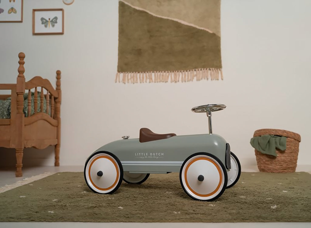 Little Dutch Retro Roller Ride On Car - Olive green.