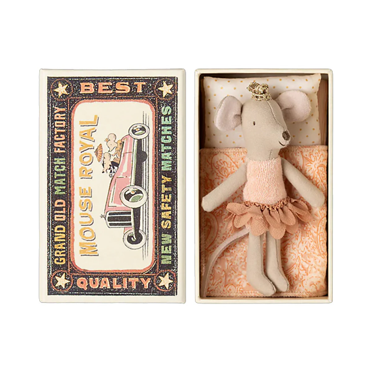 Maileg Princess Mouse, Little Sister in Matchbox.