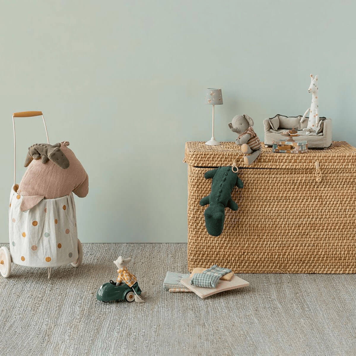 Maileg Safari Friends, Crocodile, Mini - Forest Green