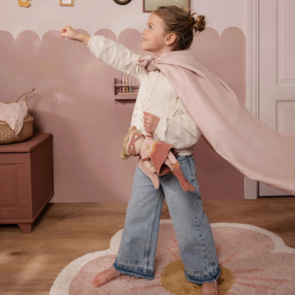 Little Dutch Cuddle Doll Superhero Rosa - 35cm