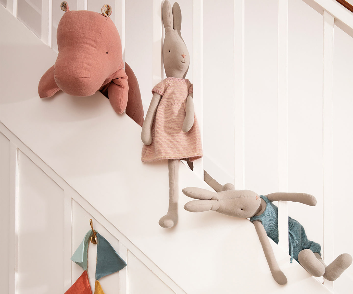 Maileg Rabbit With Knitted Overalls Size 4