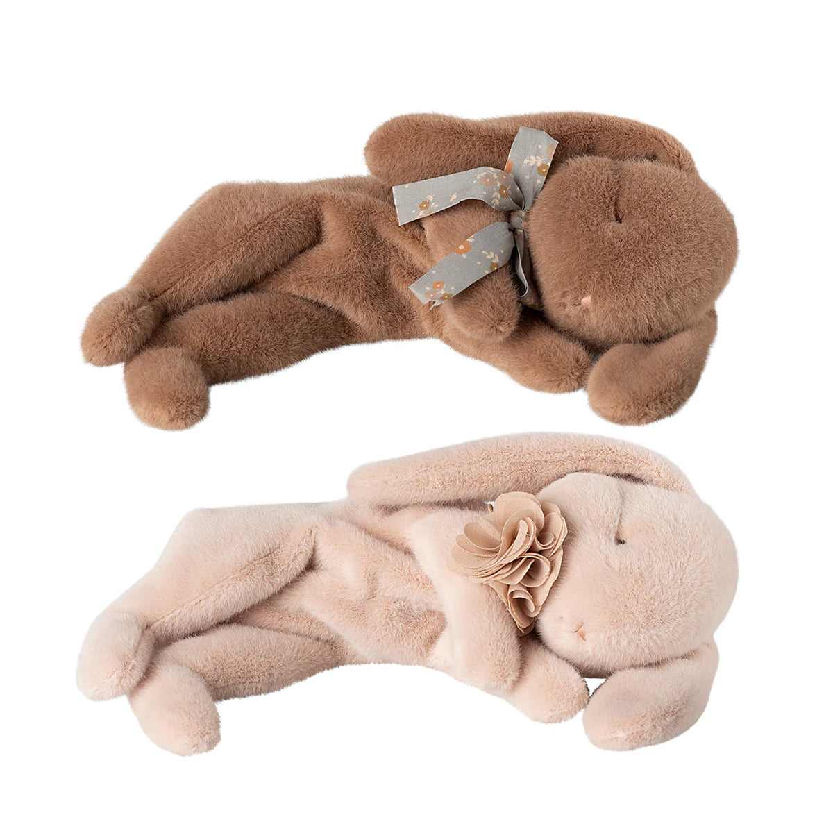 Maileg Sleeping Bunny Plush, Small - Soft Brown