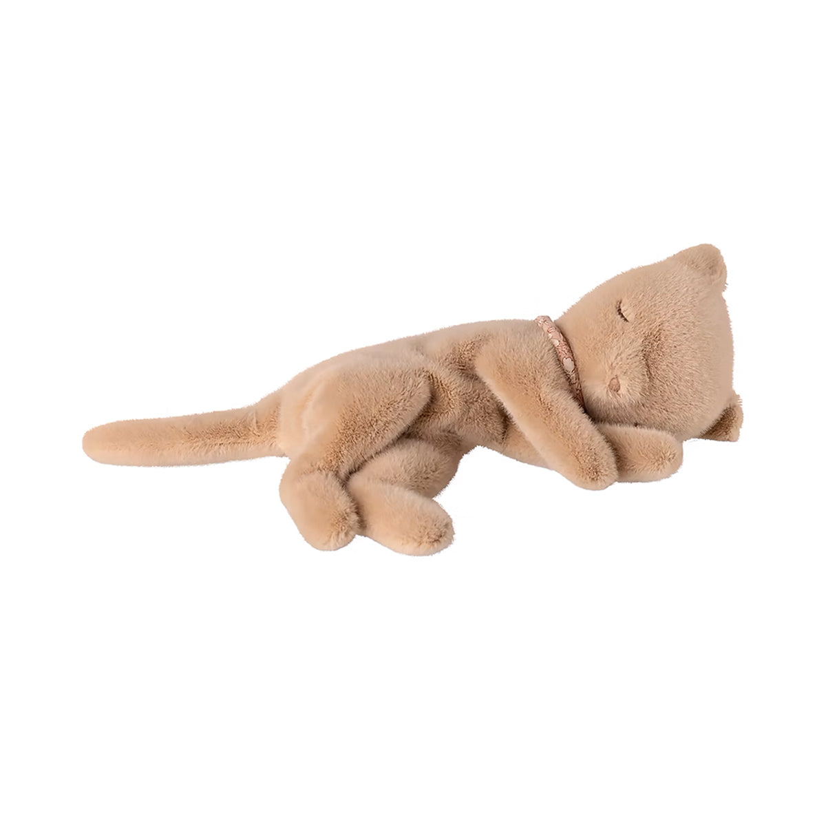 Maileg Sleeping Kitten Plush, Small - Cream Peach