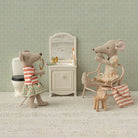 Maileg Toothbrush Set in Bag, Mouse -Coral Stripe