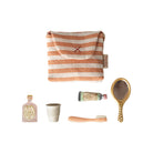 Maileg Toothbrush Set in Bag, Mouse -Coral Stripe