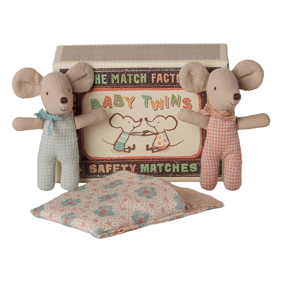 Maileg Baby Mice, Twins In Matchbox - Checker