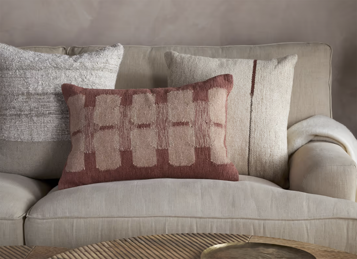 Nkuku Akki Wool and Cotton Cushion Cover - Dusty Pink
