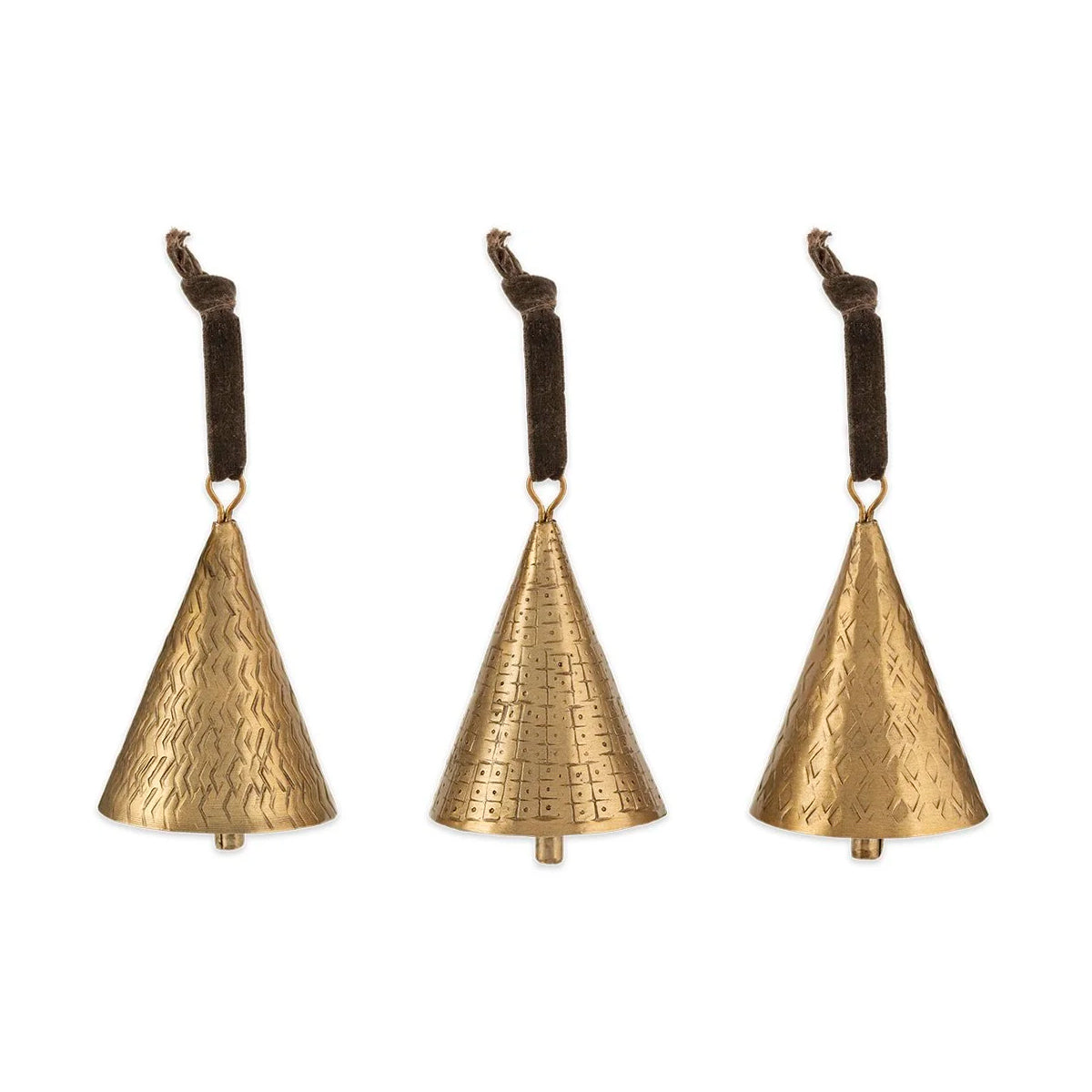 Nkuku Manya Bell Baubles, Set of 3 - Brass