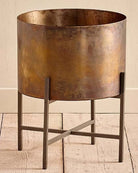 Nkuku Juoni Iron Planter, Large - Antique Brass