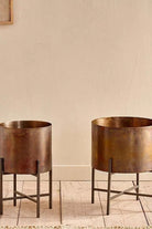 Nkuku Juoni Iron Planter, Large - Antique Brass