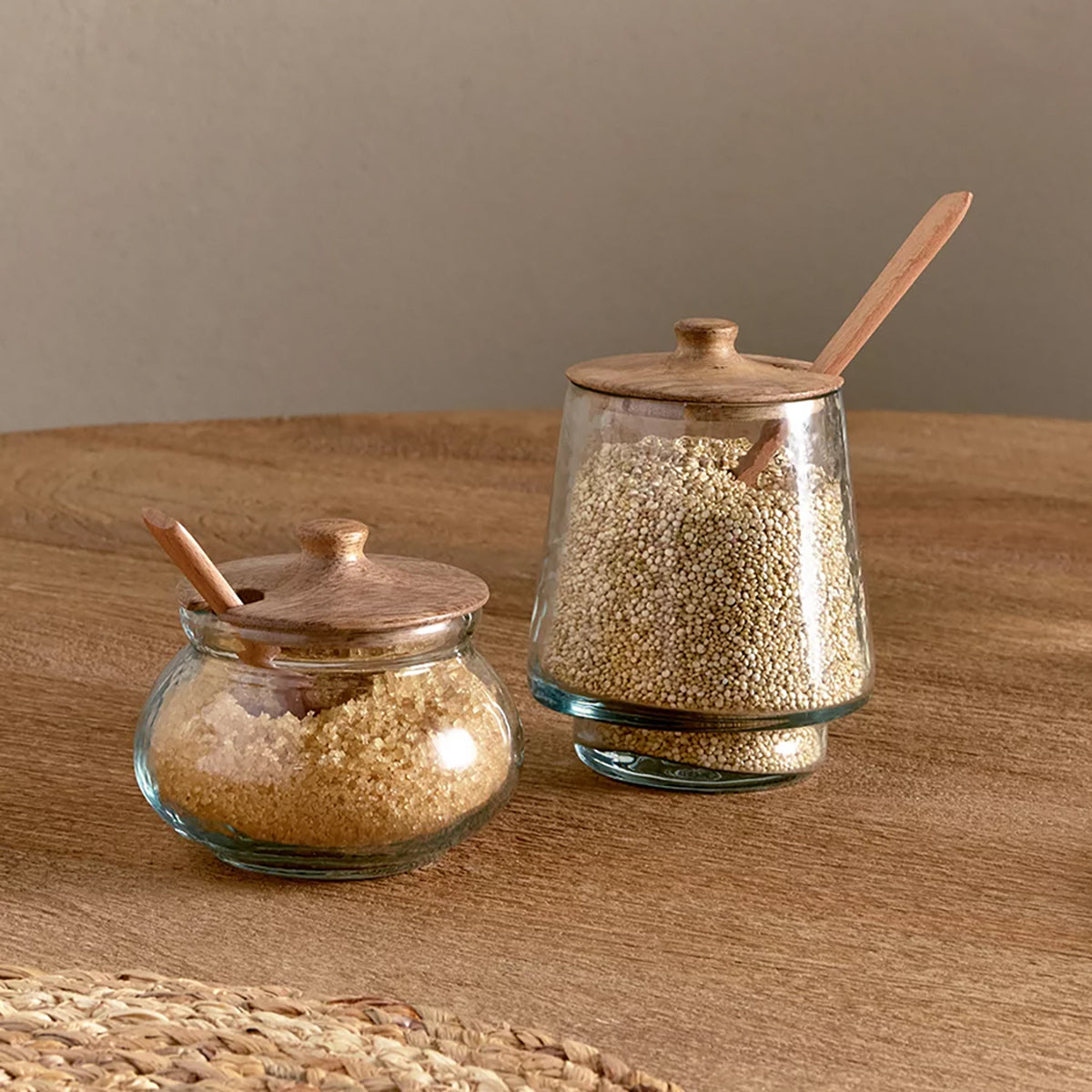 Nkuku Kali Round Glass Storage Jar - Natural & Clear