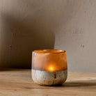 Nkuku Ngogo Tealight Holder, Small - Antiqued Amber
