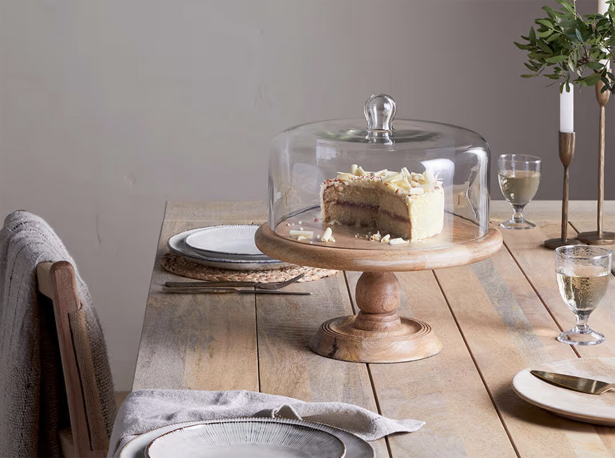 Nkuku Recycled Glass Cake Dome Stand