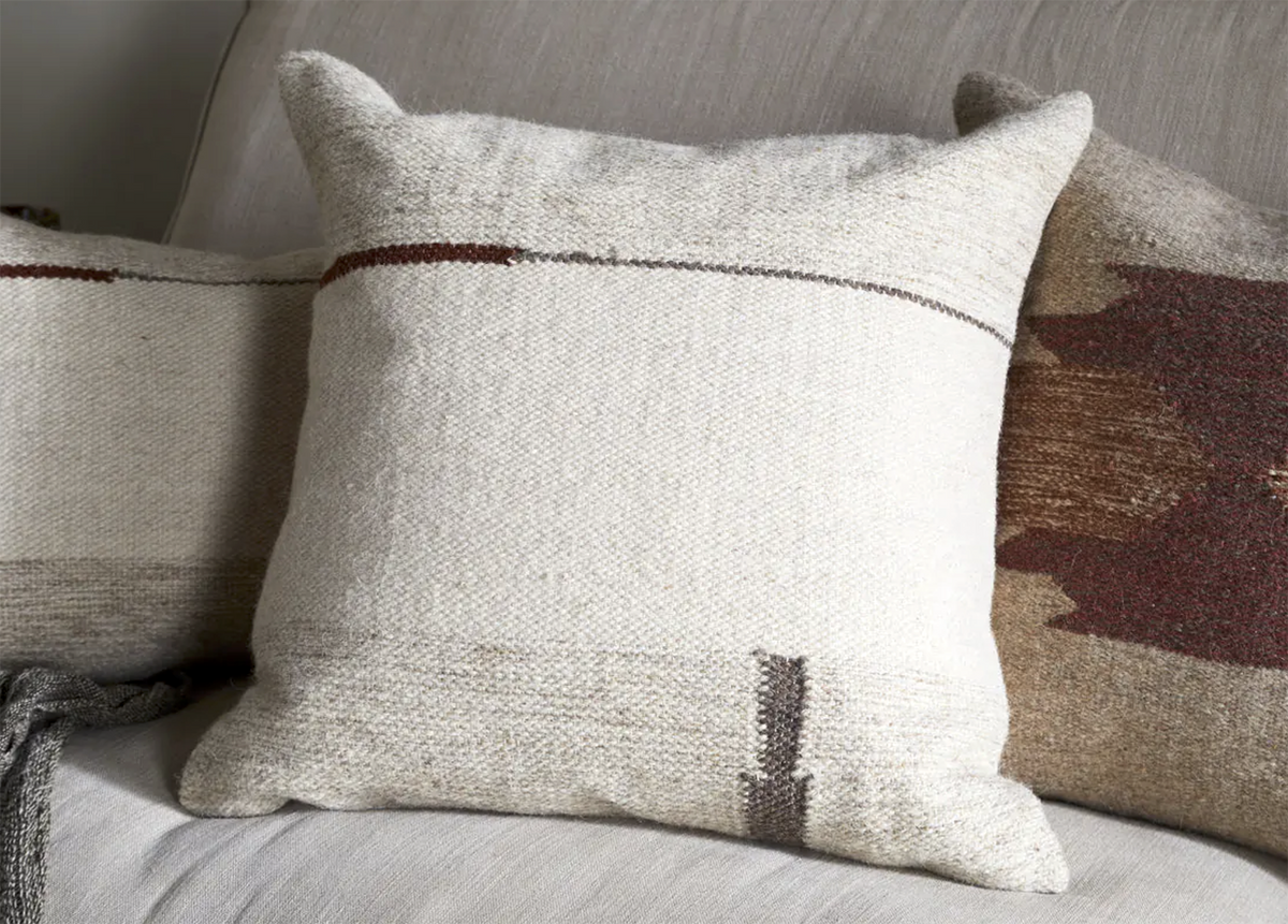 Nkuku Tamil Wool and Cotton Cushion Cover, Square - Natural