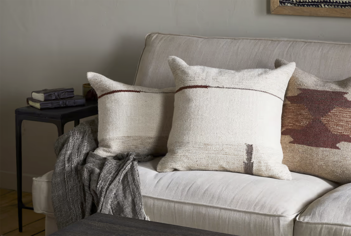 Nkuku Tamil Wool and Cotton Cushion Cover, Square - Natural