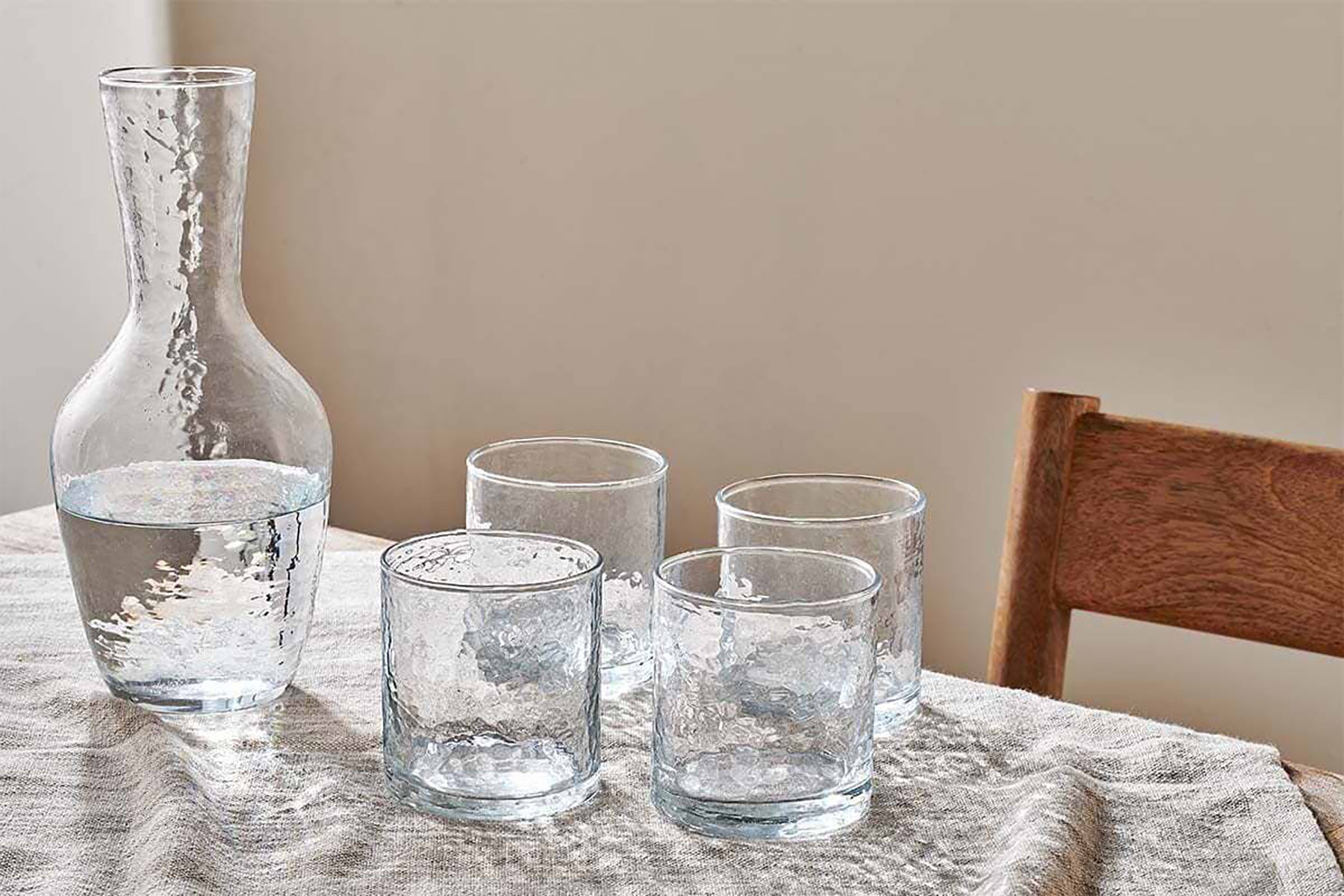 Nkuku Yala Hammered Tumber, Set of 4 - Clear