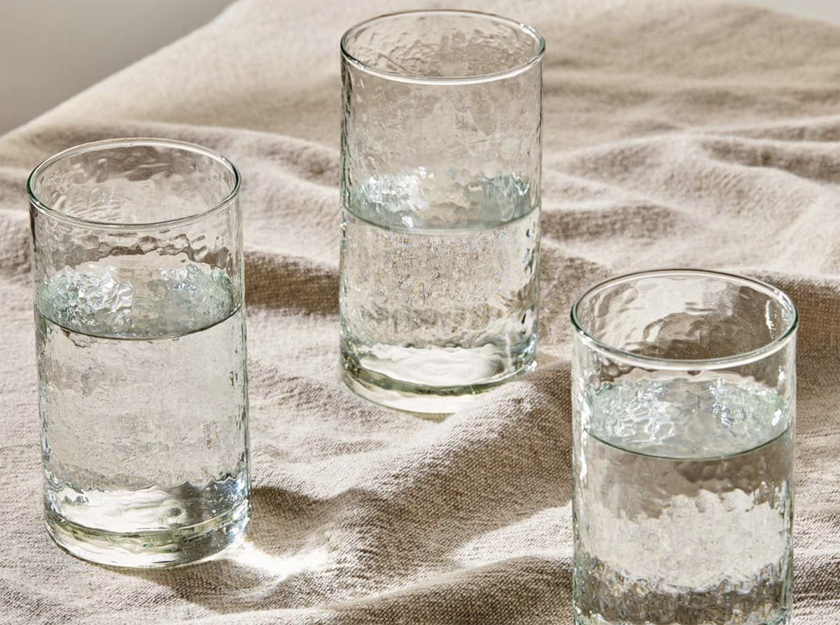 Nkuku Yala Hammered Highball, Set of 4 - Clear